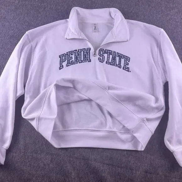 Penn‎ State Women’s XXL Cropped 1/4 Zip White Pullover Hoodie NWOT Embroidered - Picture 11 of 13